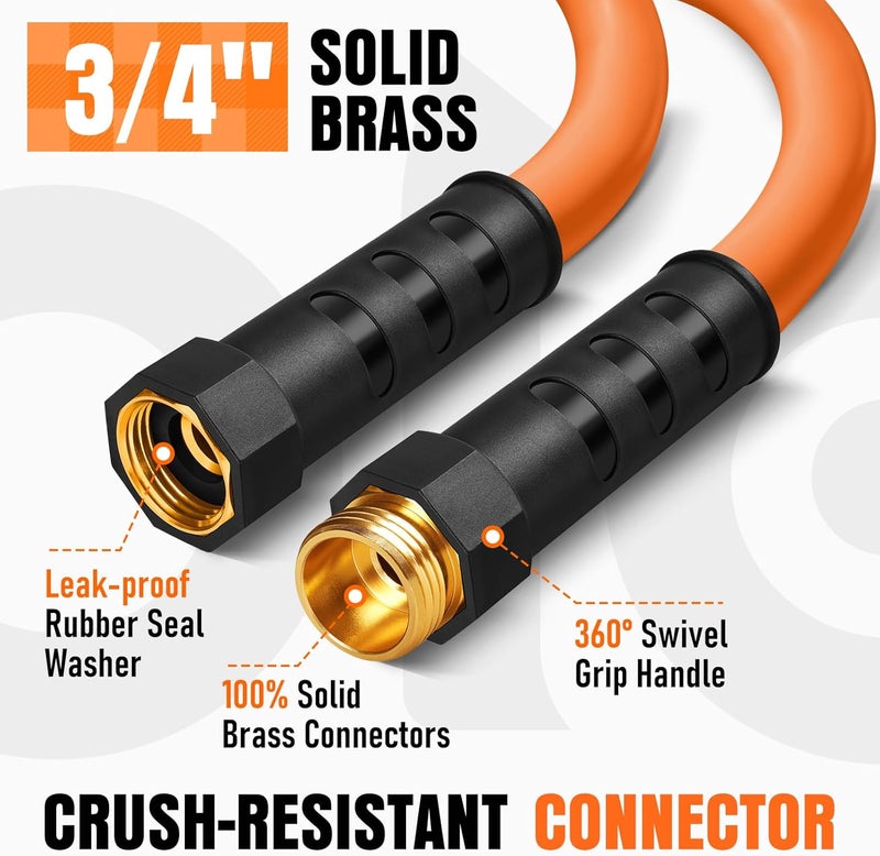 EOOIO Garden Hose 6 ft x 5/8", NON-EXPANDING Flexible Water Hose, Kink Resistant Lightweight Hybrid Hose, Leakproof Yard Hose with Male to Female Fittings - Image 4